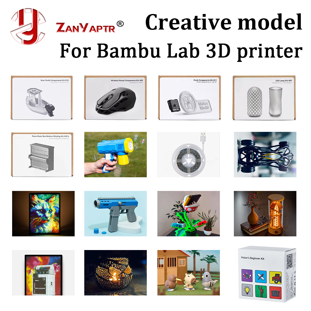 3D Printing Workshop - Bambu Lab DIYクリエイティブモデルコンポーネント3Dプリントワイヤレスマウス時計ピンボールトラックLEDライトキット3Dプリンターパーツ用