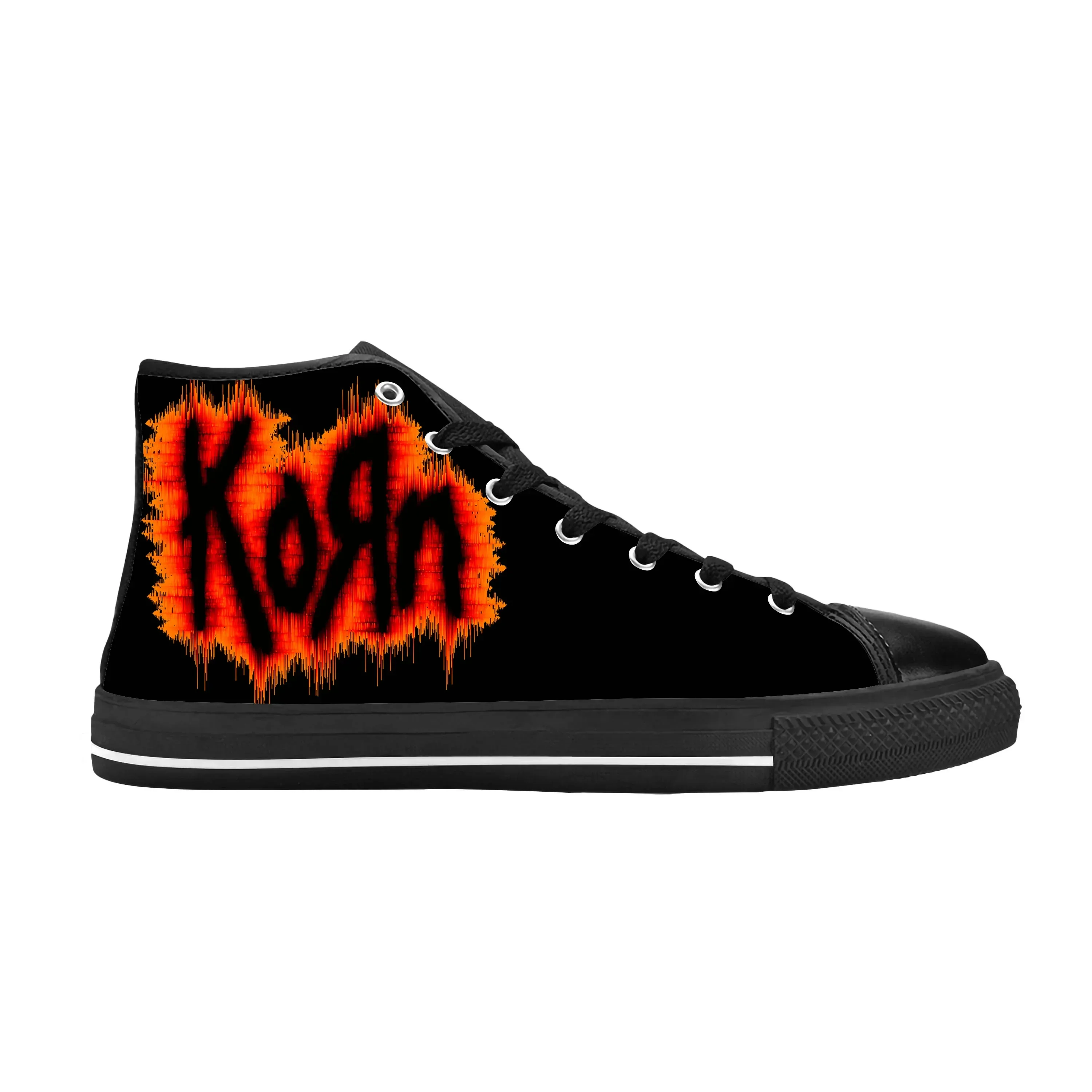 3D Printing Rock - Korn メタルロックバンド音楽ホラーファッション人気カジュアル布靴ハイトップ快適な通気性 3D プリント男性女性スニーカー