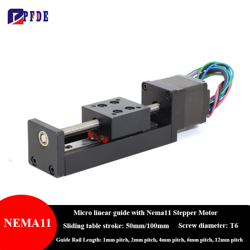 Lead Screw Stepper - NEMA11ステッピングモーター ミニリニアレールガイド 小型スライダー リードスクリューT6 CNCルーター部品 X