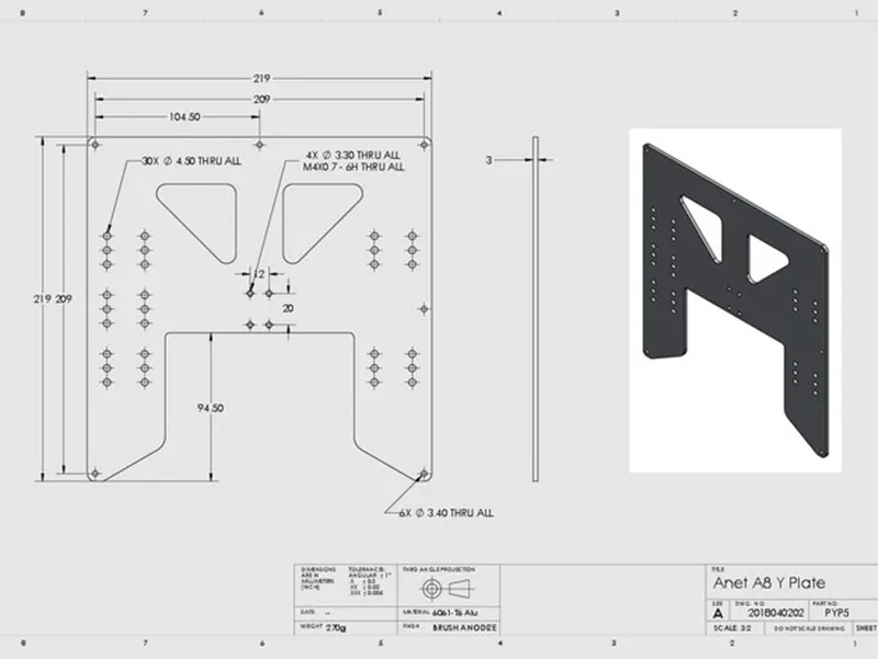 Anet a8 a6-3Dプリンター用アルミニウム合金プレー - 3D Printing Industrial のレビューと価格
