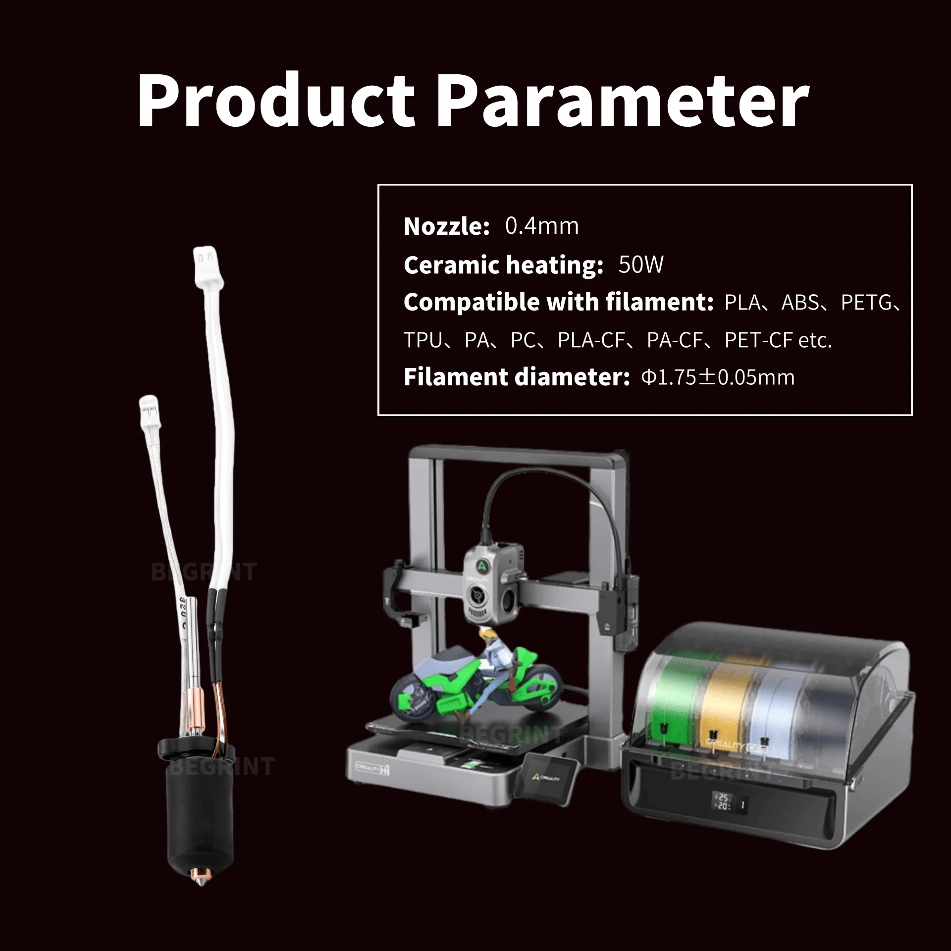 Creality Hi Hi Combo用高温セラミックヒー - 3D Printer Hotend Kit のレビューと価格