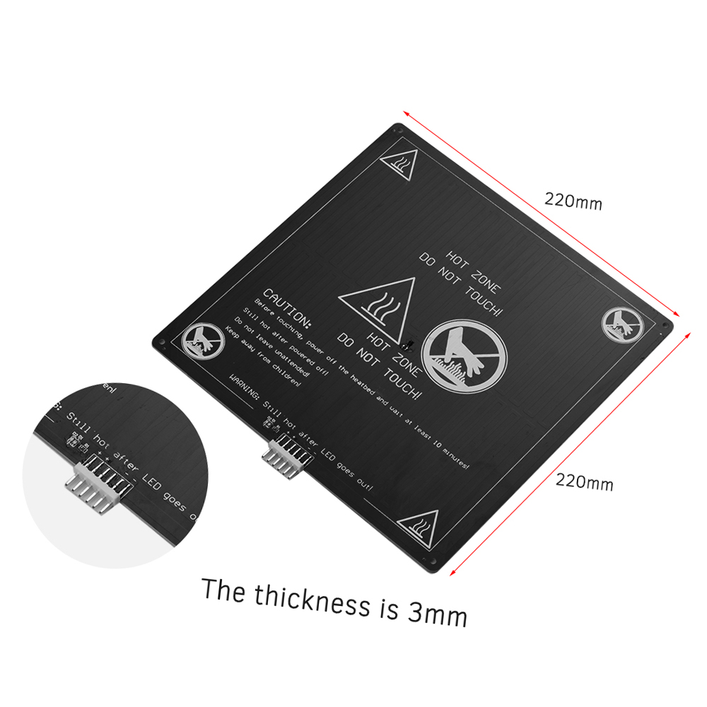 ホットベッド12V,220x220x3mm,アルミニウム,ワ - 3D Printing Industrial のレビューと価格